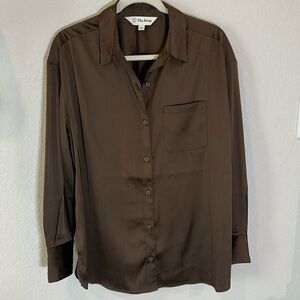 Silk button up brown color